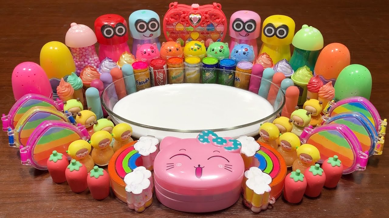 RELAXING WITH CLAY VS GLITTER!! Mixing Random Things Into GLOSSY Slime #827