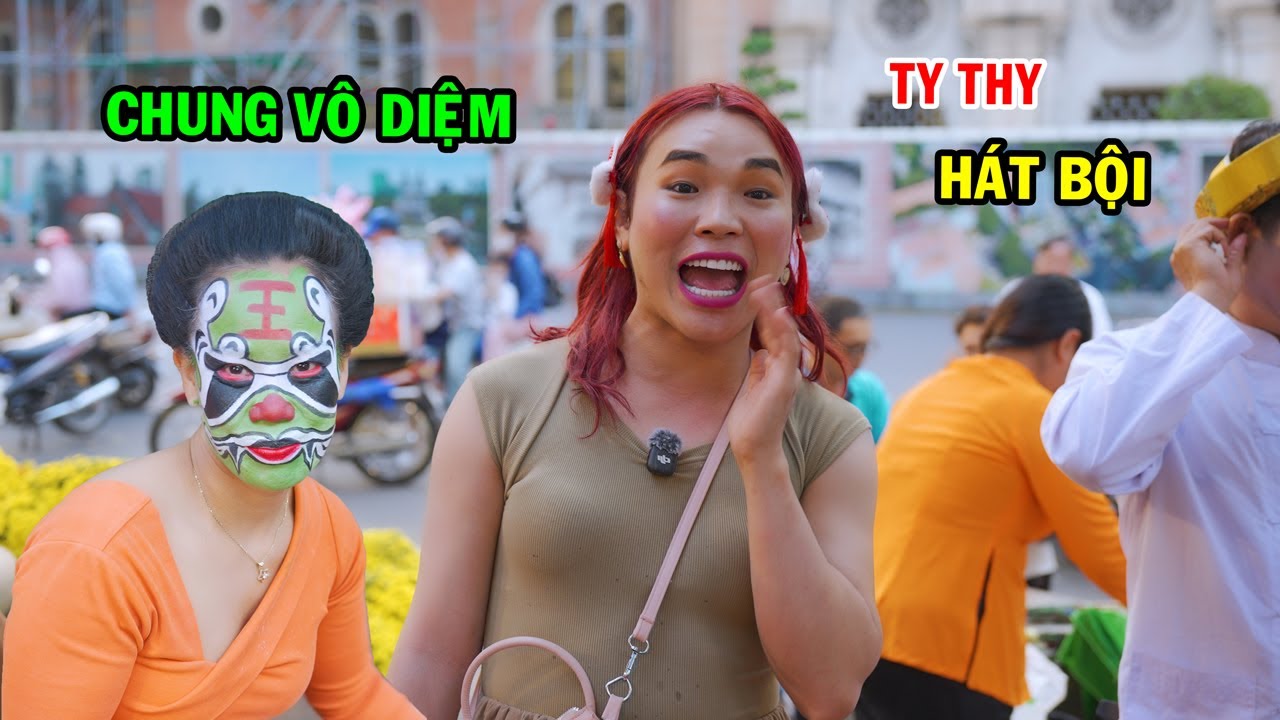 Ty Thy đi du xuân gặp đoàn hát bội - Ty Thy Vlog Gỏi đu đủ