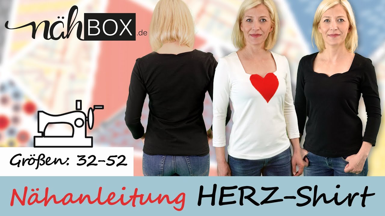 Jersey Shirt mit Karree-Ausschnitt & Herzausschnitt nähen - Komplette Nähanleitung Step by Step