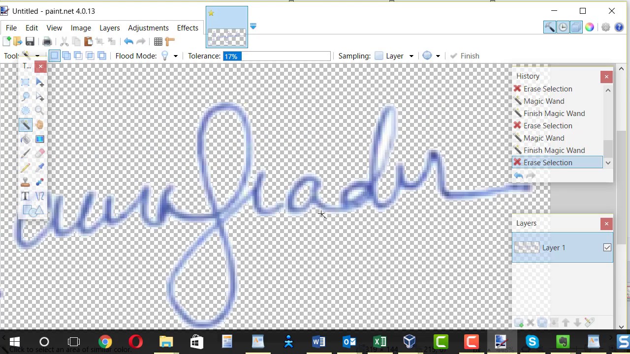 Create signature image with transparent background