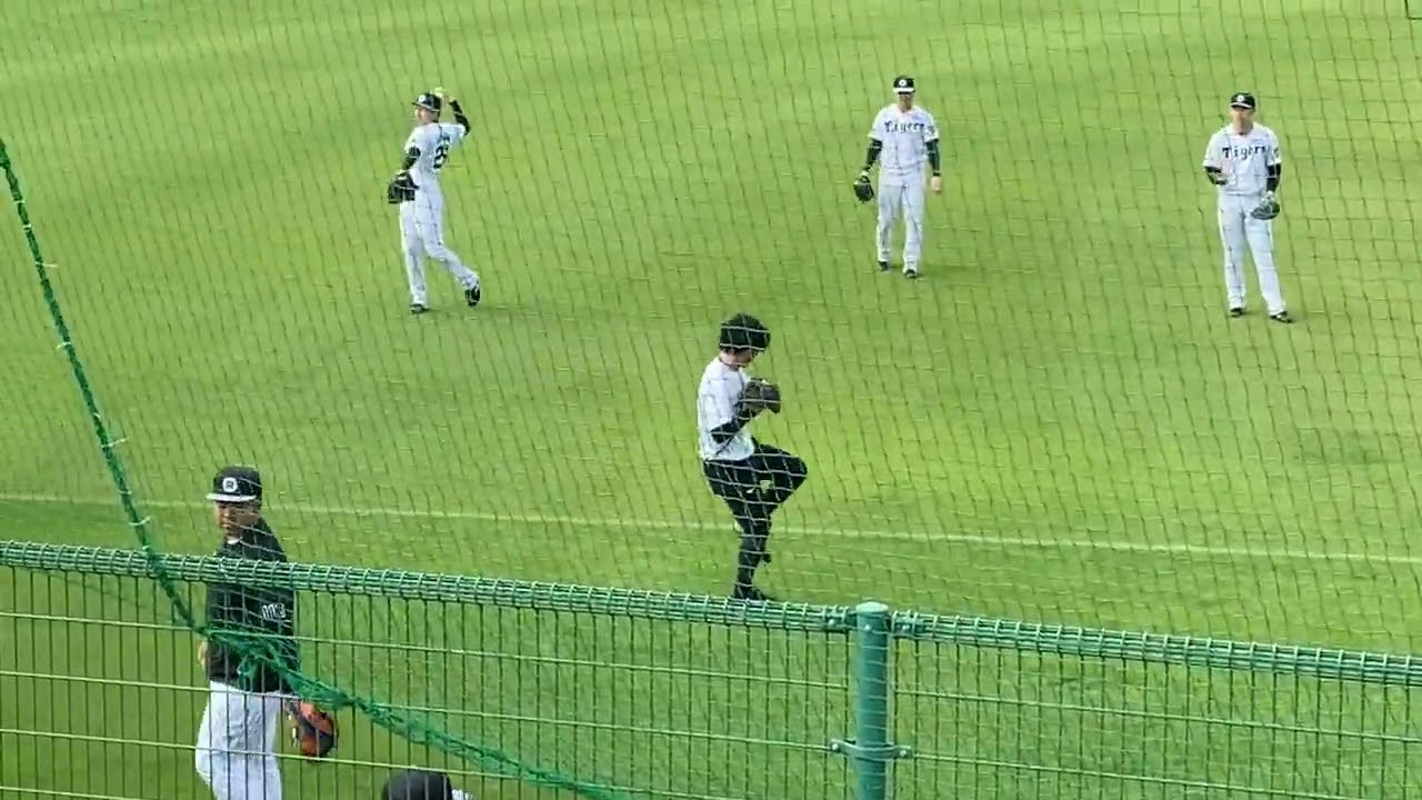 2/6午前中阪神タイガース、沖縄は宜野座スタジアムにての練習風景。