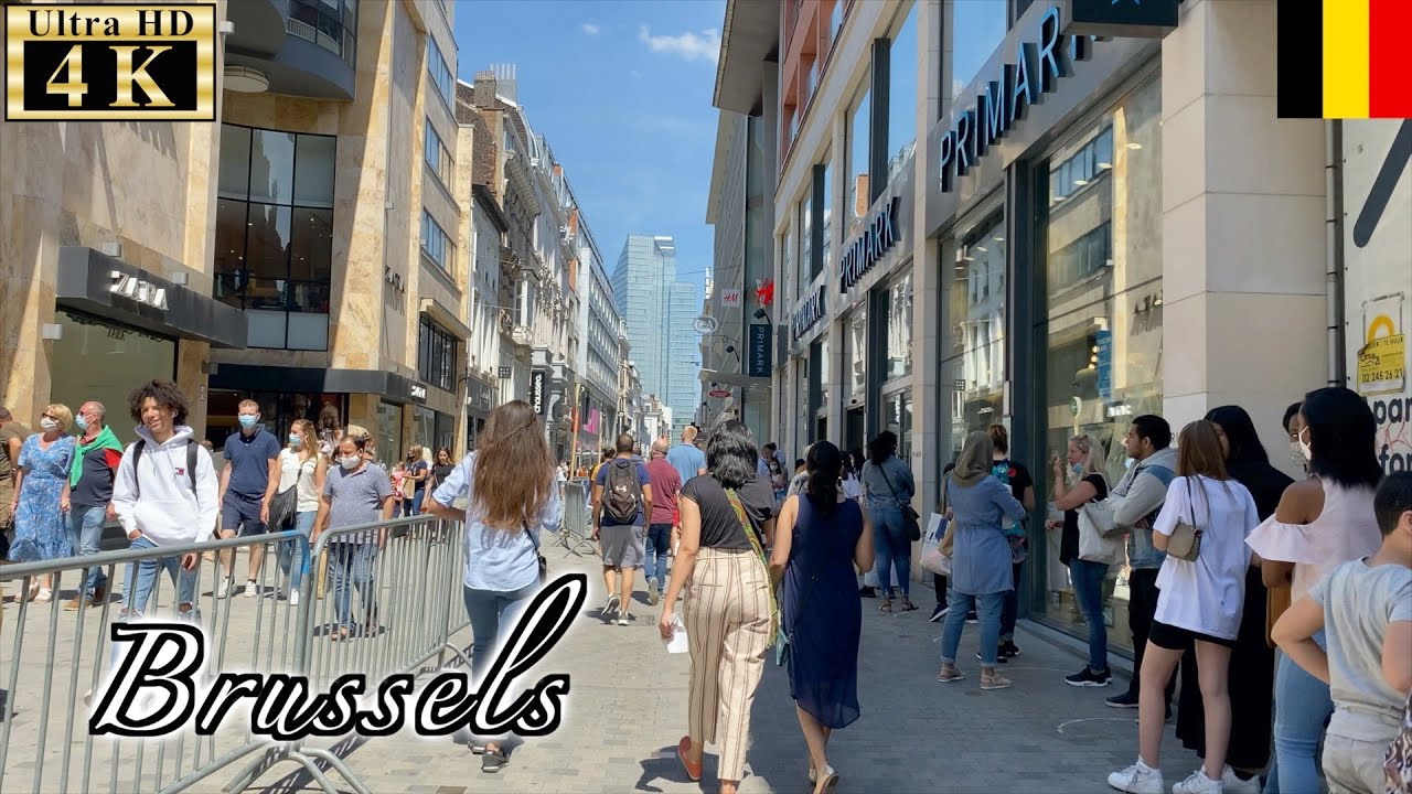 🇧🇪Brussels Summer Walk - Royal Theatre of La Monnaie | Rue Neuve -【4K 60fps】
