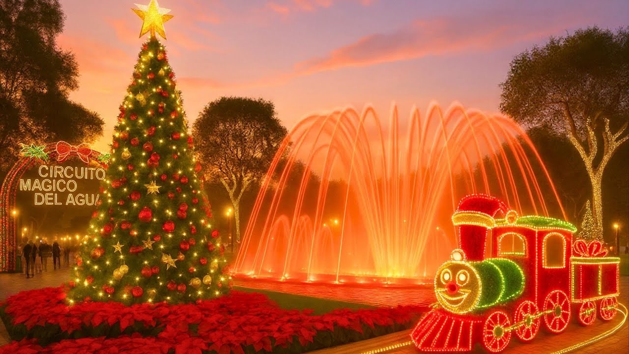 Magic Water Circuit Lima Peru 2025 4K 🎄 | Christmas Village and Christmas Lights
