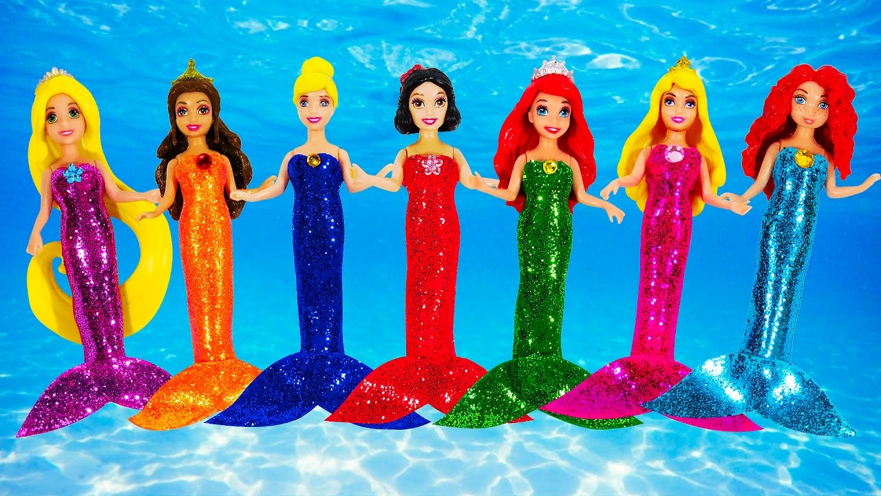 DIY Making Mermaid Dresses out of Play Doh for Disney Princess Dolls