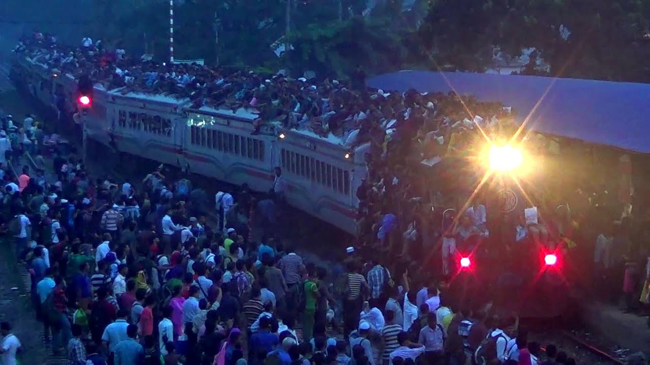 Jam Packed Silk City Express Train Entering & Departing Dhaka Airport Station A Day Before Eid