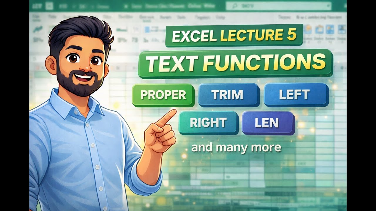 Data Analyst Lecture 5 || MS Excel || With Obi Wan || Text functions