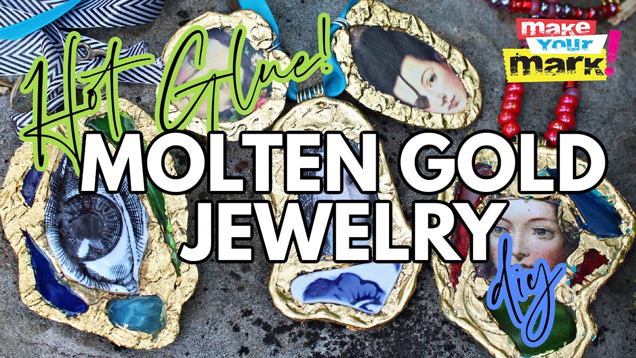 Gold Leaf & Hot Glue Jewelry