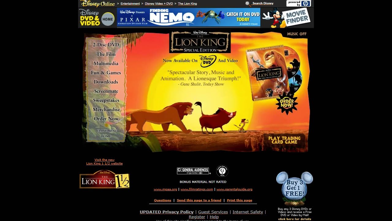 The Lion King: Special Edition flash website in 2003