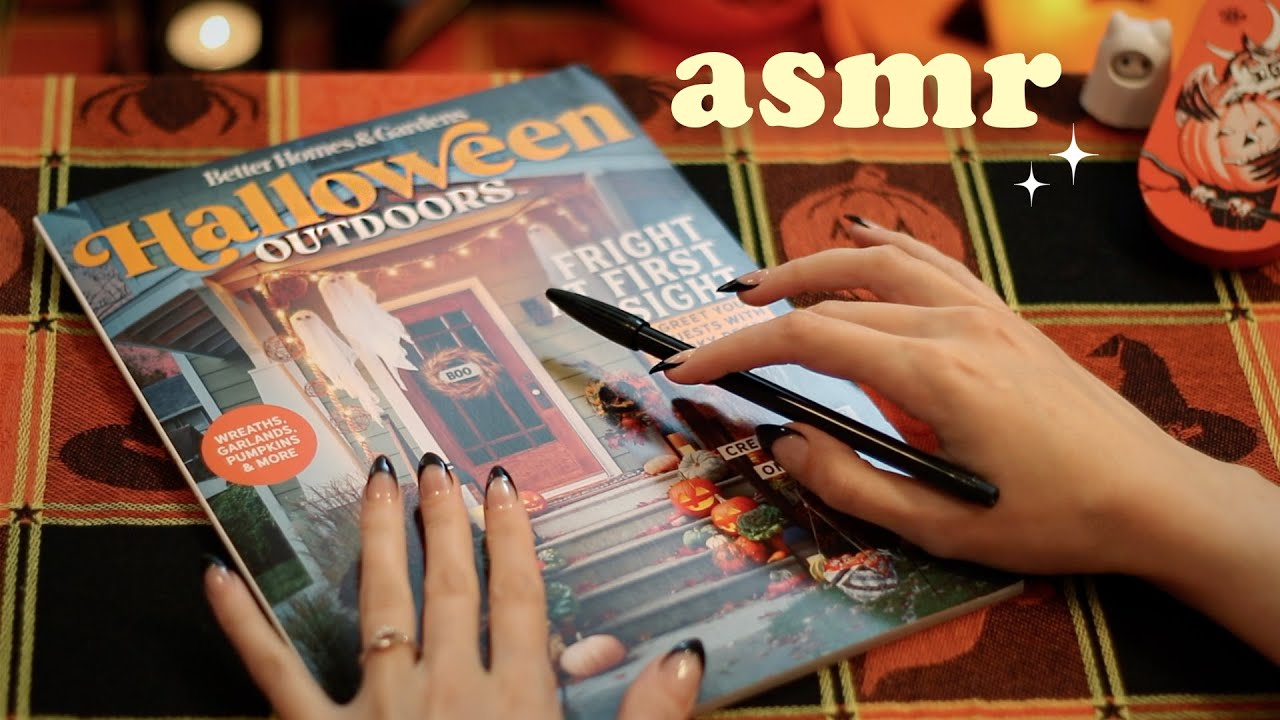 ASMR Flipping Through a Halloween Magazine 🎃 (soft spoken + paper sounds)