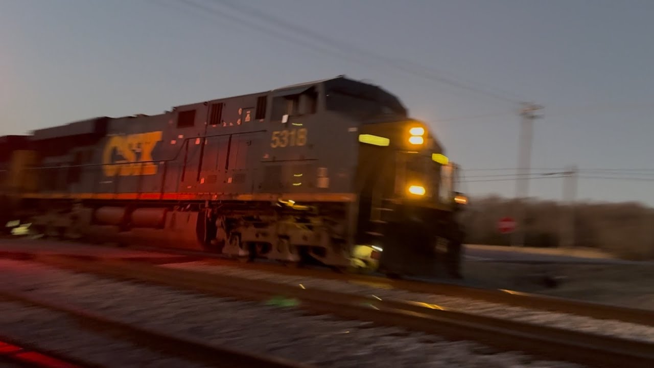 CSX 5318 leads an intermodal train with auto racks after waiting almost 2 hours FINALLY! 1-18-2026