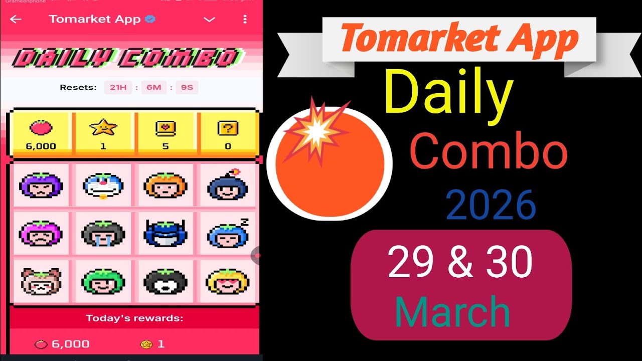 TOMARKET New Update Today | 29 & 30 March  Tomarket Combo Today | New Update To Market |