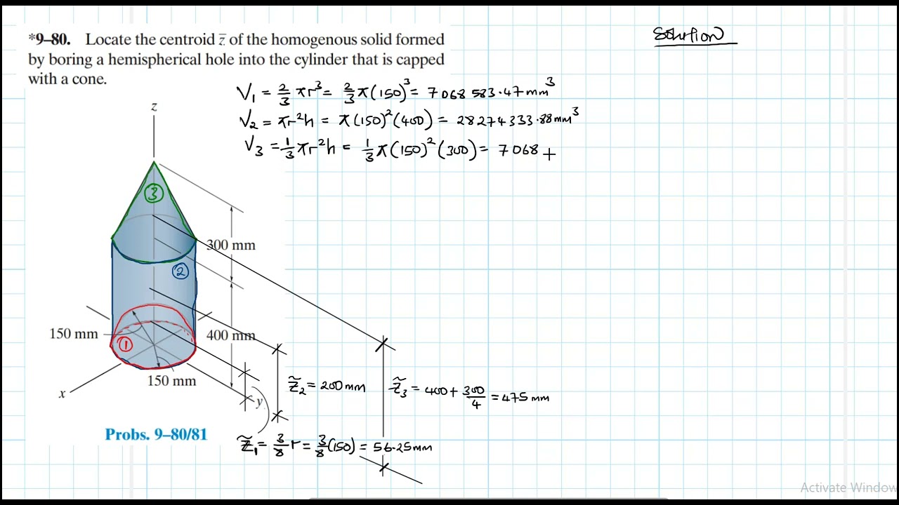 9–80 Center of Gravity and Centroid (Chapter 9: Hibbeler Statics) Benam Academy