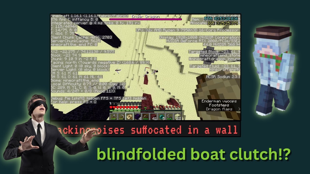 hax and rowl Speedrun Minecraft Blindfolded