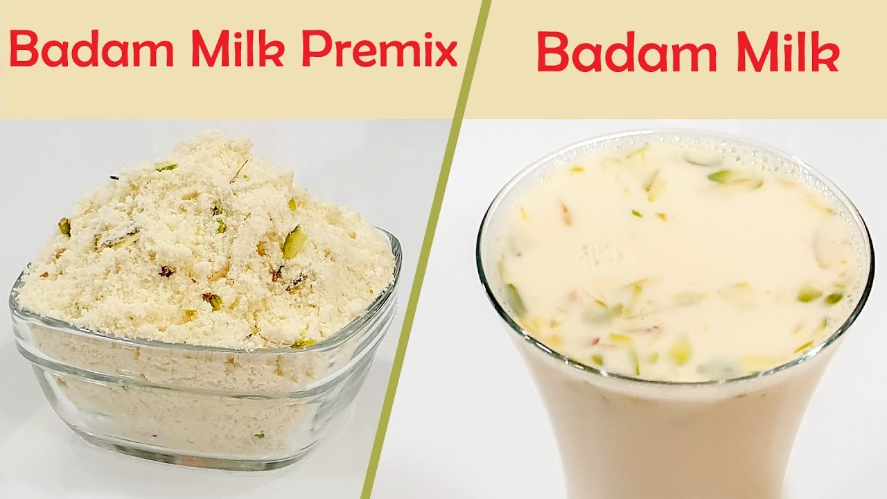 सिर्फ 5 मिनट मे बनाये बादाम मिल्क प्रेमिक्स रेसिपी badam milk premix & badam milkshake recipe almond