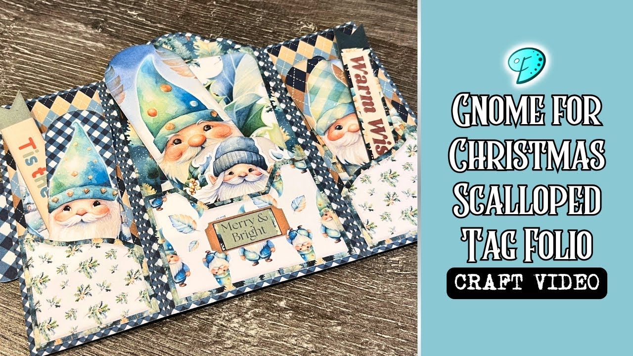 Gnome for Christmas Scalloped Tag Folio by Emily Designs #junkjournal #cardmaking