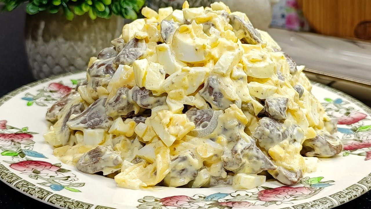 САЛАТ 4 ингредиента  - Ha праздник ,TO, что HУЖHO!!! ВКУСНЕЙШИЙ САЛАТ С КУРИНЫМИ СЕРДЕЧКАМИ