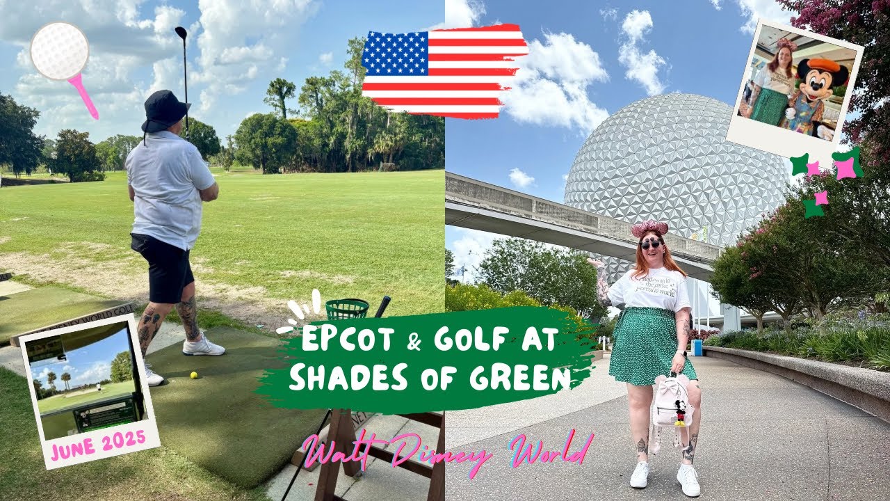 EPCOT & SUNSET 9 GOLF AT SHADES OF GREEN RESORT! Yummy breakfast at Topolino's 🐭⛳️ | adoseofapril