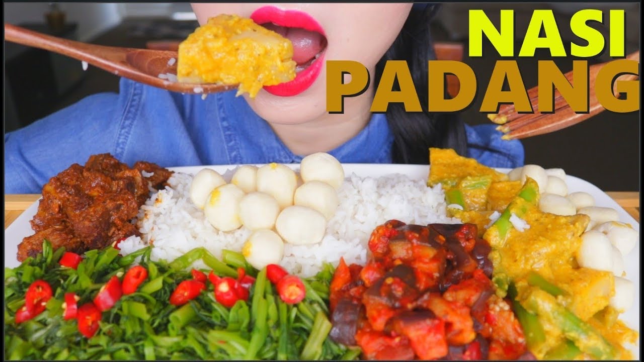 ASMR NASI PADANG INDONESIA | BEEF RENDANG | JACKFRUIT CURRY | SAMBAL EGGPLANT | EATING SOUNDS