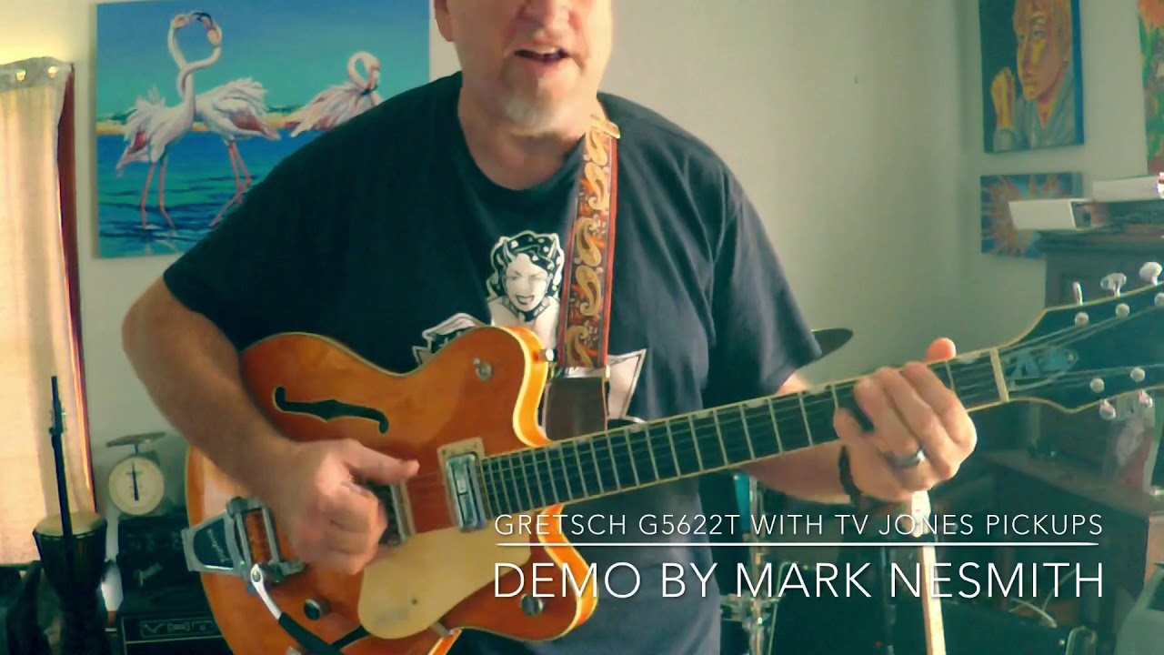 DEMO Gretsch G5622T modded w/ TV Jones Pickups, ABM 2400 roller bridge, and BricksBiggsFix