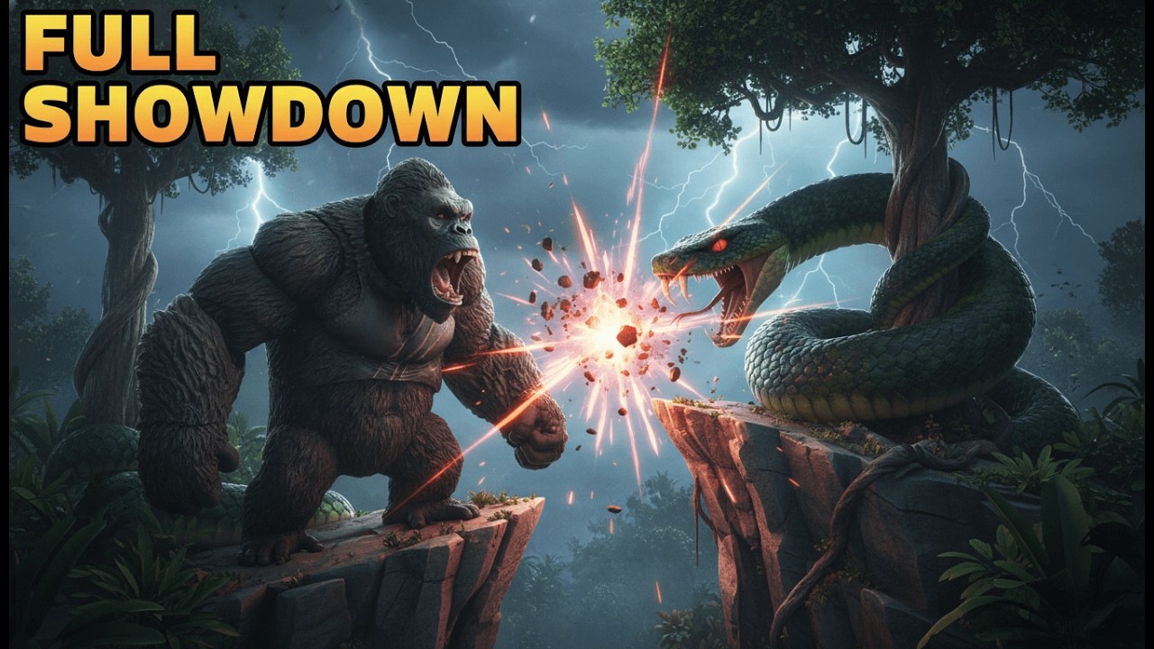 8-Min Battle: King Kong Fights Giant Devil Snake – Full Kong Skull Island Showdown!
