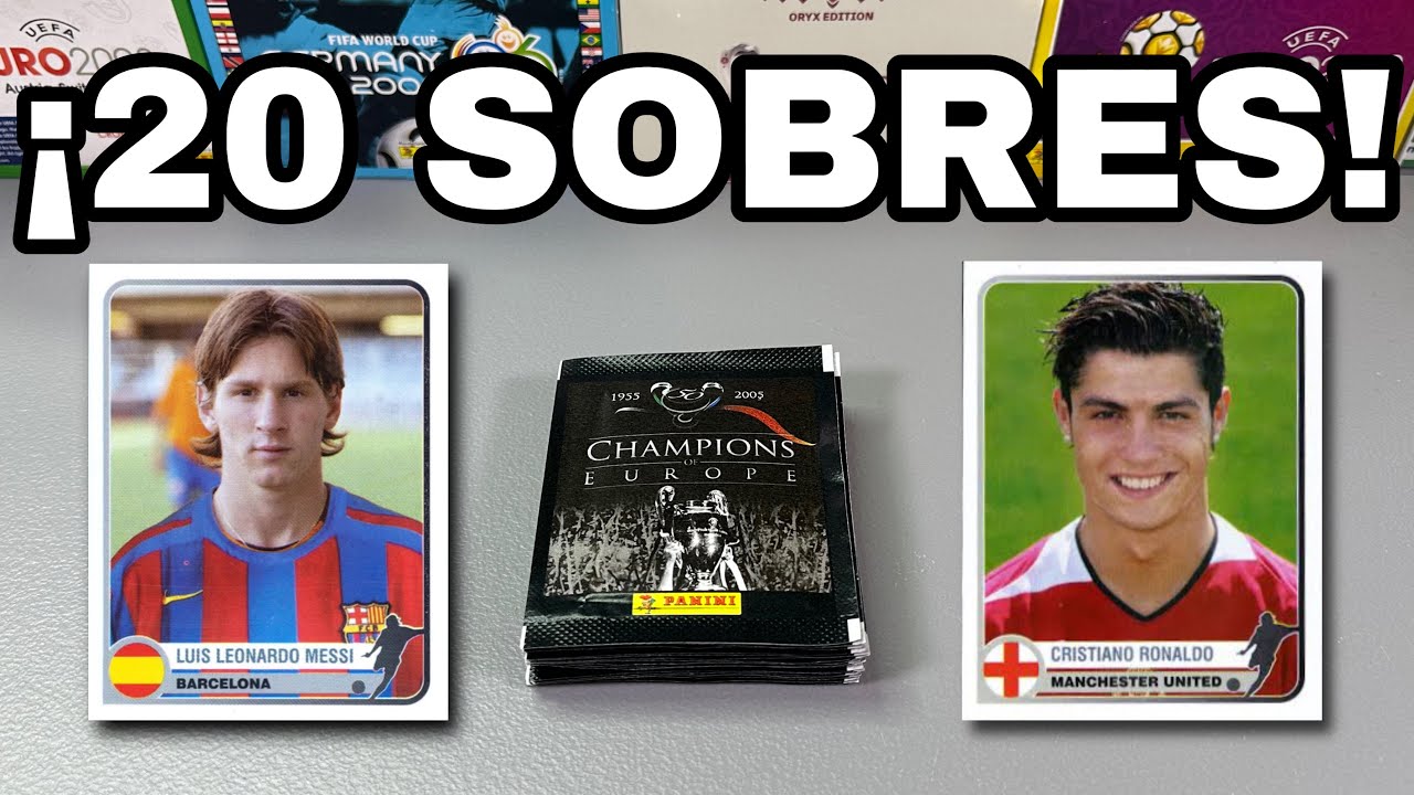 ¡BUSCANDO AL BICHO Y A MESSI EN 20 SOBRES! -  Panini Champions of Europe 1955-2005