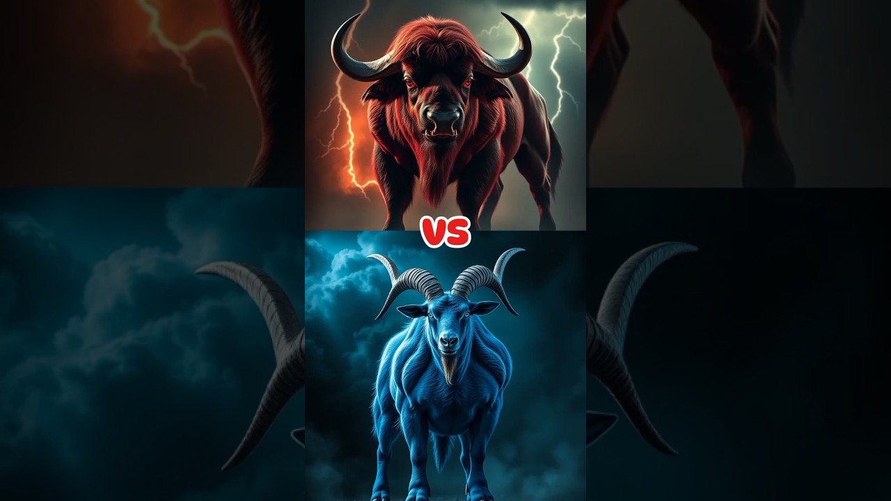 Red Buffalo & Blue Goat Fight 🔥|Red Buffalo winner #shorts