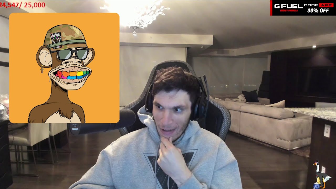 Trainwreckstv just bought his first NFT for 63ETH (Bored Ape Yacht Club # 1989)