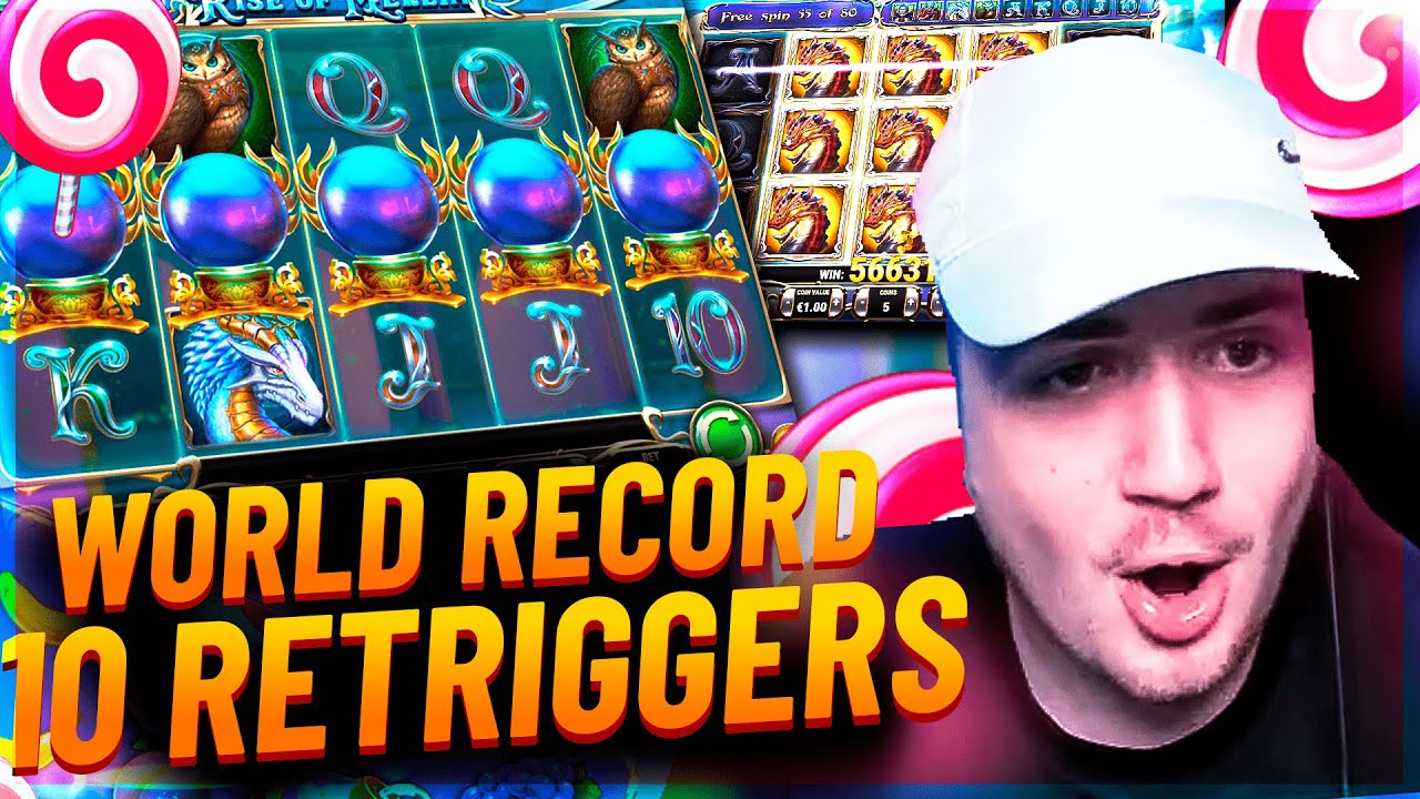 Bidule Record win 10 RETRIGGERS on  Rise of Merlin slot - TOP 5 mega wins in casino online
