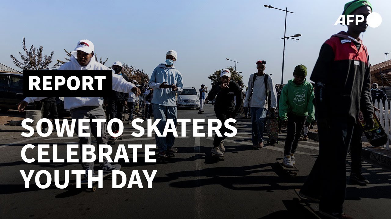 Soweto skateboarders speed down iconic street to celebrate Youth Day in South Africa | AFP