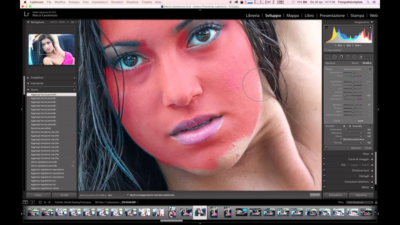 Tutorial Lightroom CC:  levigare la pelle di un ritratto