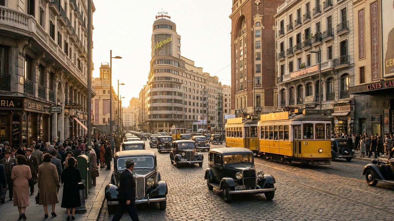 Madrid 1930 | Spain: 🇪🇸 A Journey Through Time (Restored and Colorized Video) [4k 60fps]