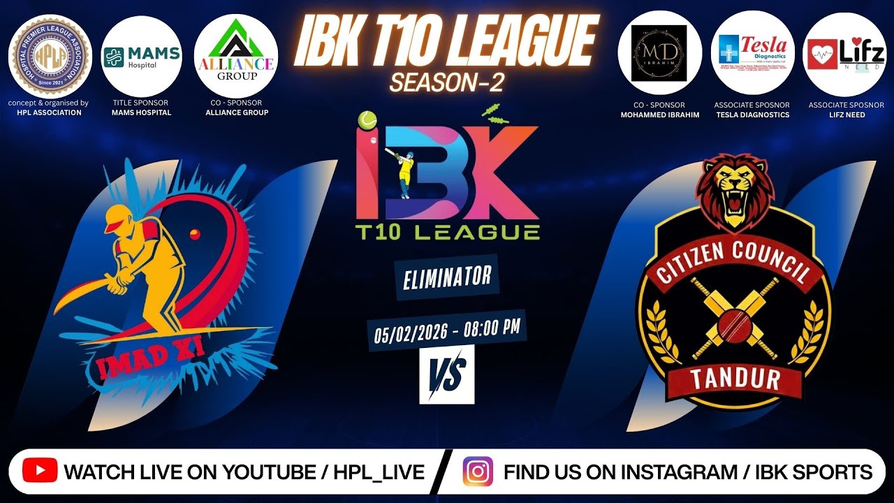 IBK T10 LEAGUE SEASON-2 | ELIMINATOR | ( IMAD XI  vs  CITIZEN COUNCIL TANDUR )