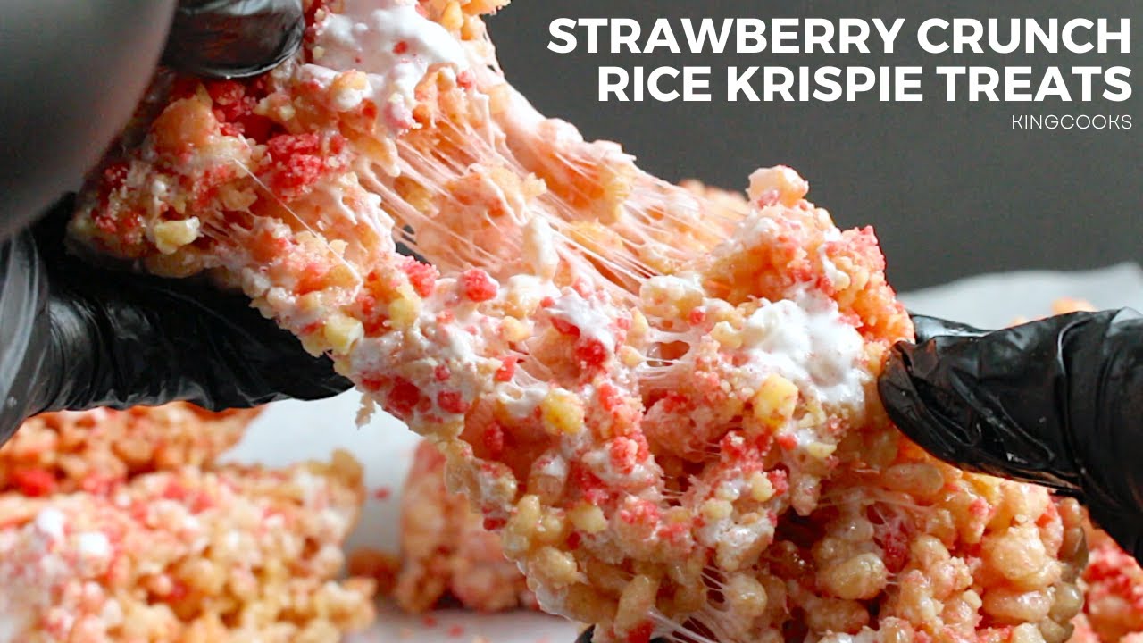 STRAWBERRY CRUNCH RICE KRISPIE TREATS | KINGCOOKS