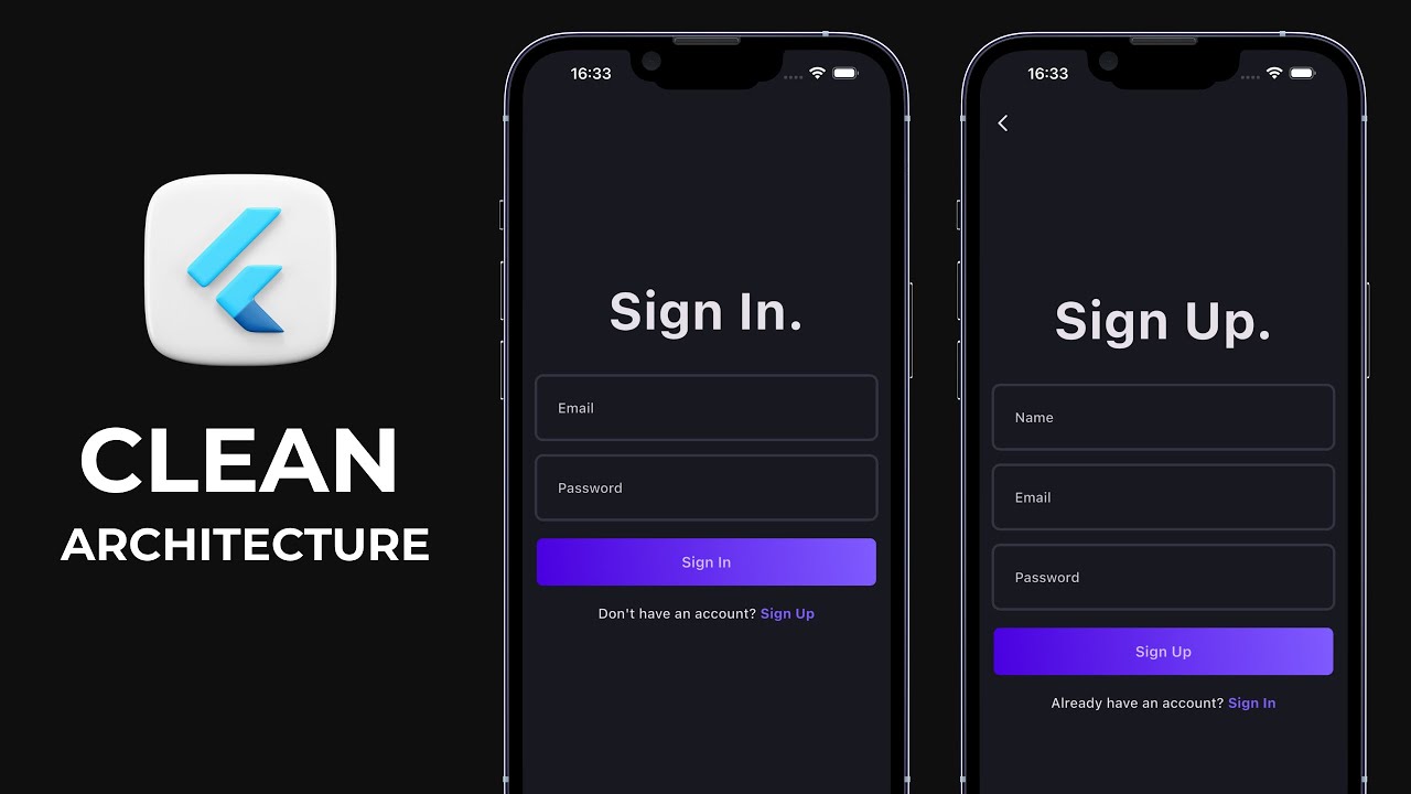 Учебное пособие по авторизации Flutter • Вход • Регистрация Интерфейс с чистой архитектурой