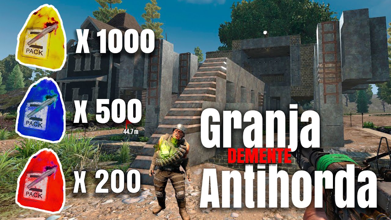 GRANJA ANTIHORDA 7 Days to die | nivel Demente Facil de construir