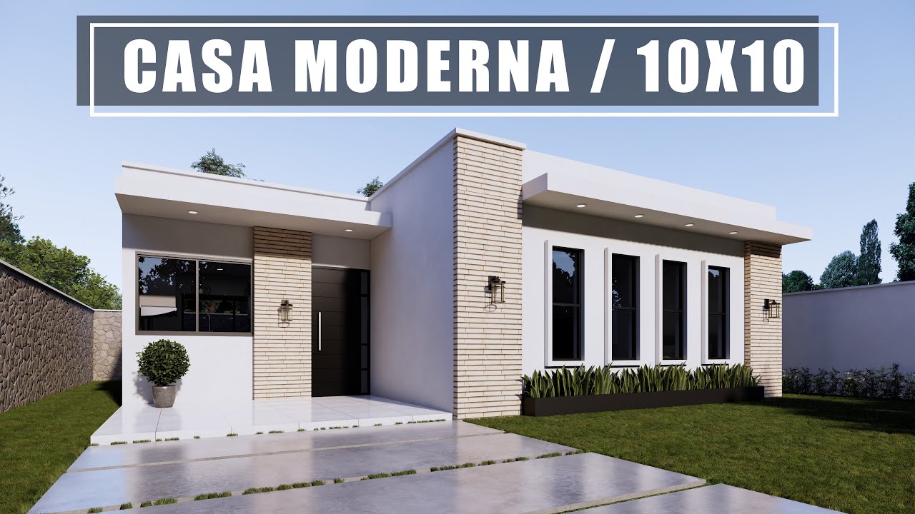 CASA MODERNA DE 10X10 DE UNA PLANTA CON TRES REC&Aacute;MARAS