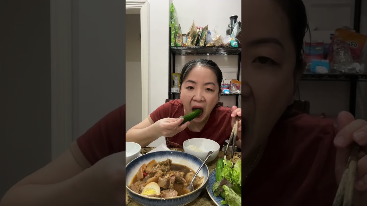 Cơm nhà 2 món thịt kho trứng đâu que xào thịt bò,em mời cả nhà mình nhe 