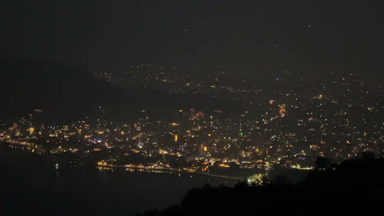 Pokhara Nepal Night view from Phewa Lake