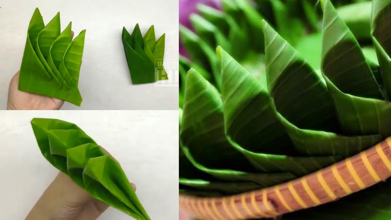 Tutorial Hiasan Untuk Tumpeng || Cara Mudah Membuat Lipatan Daun Pisang Untuk Tumpeng