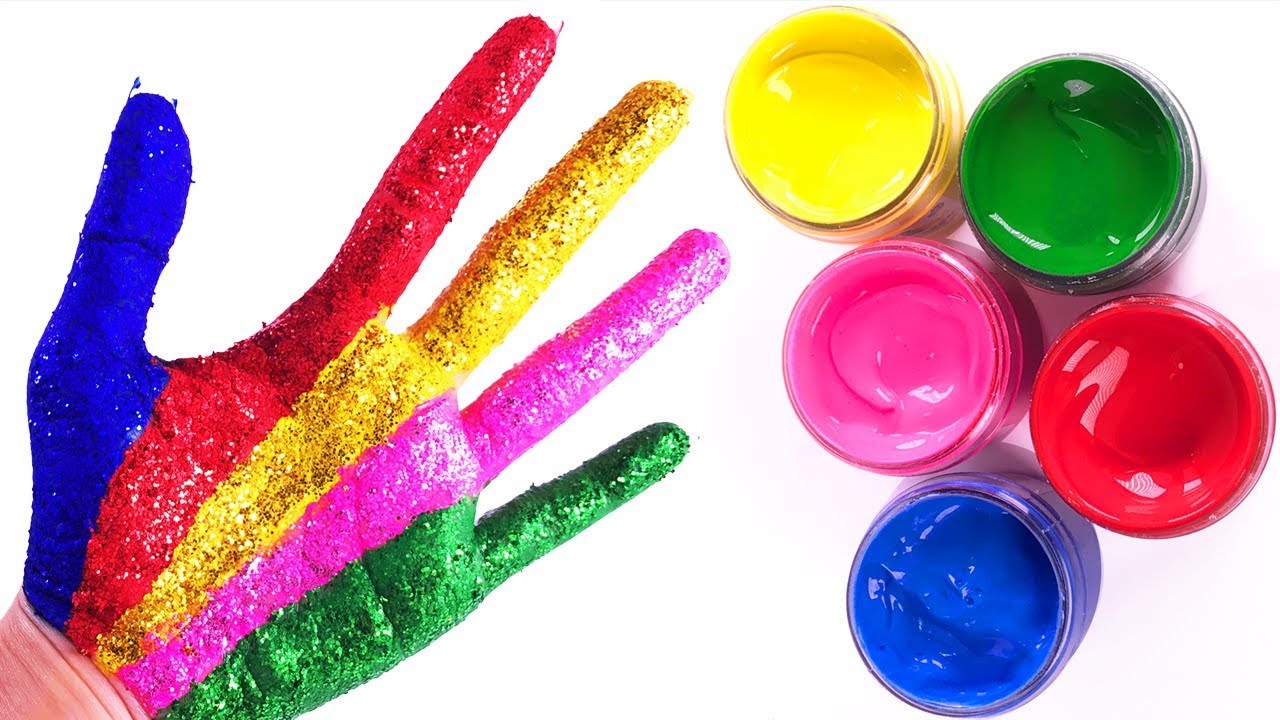 Learn Colors for Kids Children Glitter Hand Body Paint Finger Family Nursery Rhymes Learning Video