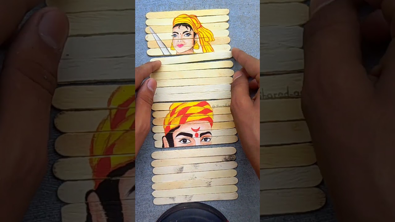 Rani Lakshmi Bai and Chhatrapati Shivaji Maharaj painting on ice cream stick ll #shorts