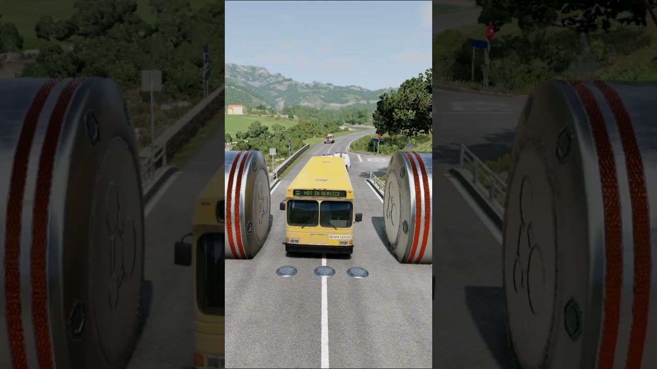 Blue Bus, MAN Truck & School Bus vs Giant Hydraulic Press! 🚍🚛💥 BeamNG.Drive Shorts