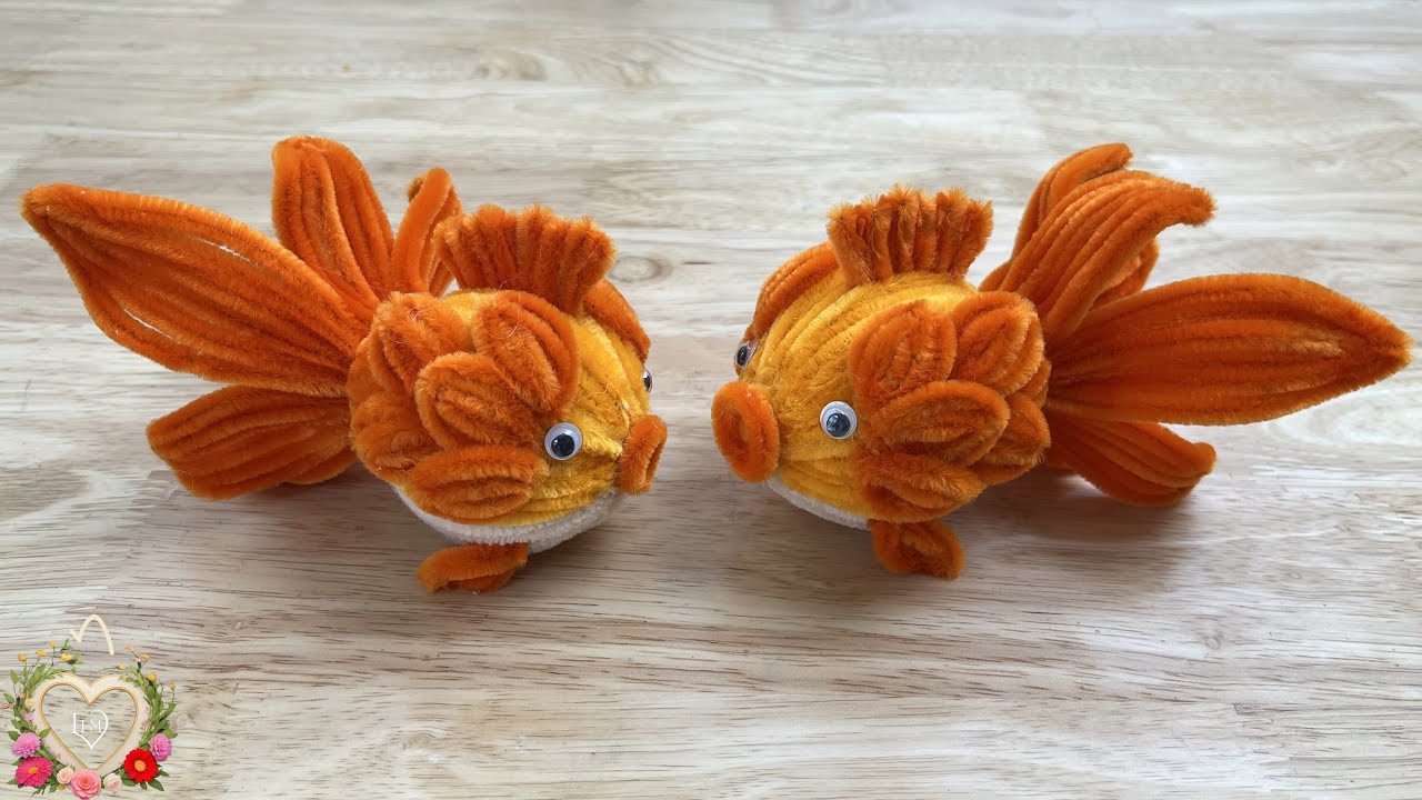 DIY Animals - How to make Golden Carp with Pipe cleaner ( chenille wire ) #hms2