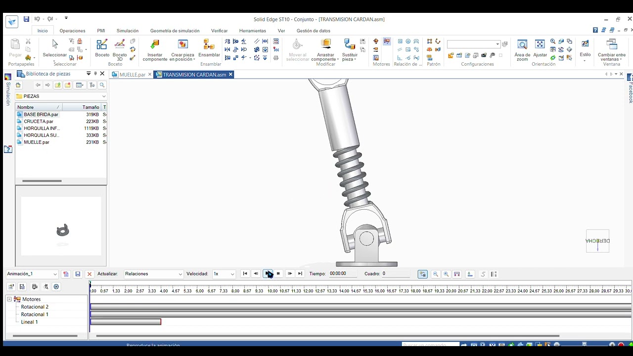 Solid Edge ST10   colisión en animaciones de conjuntos con muelles en Solid Edge