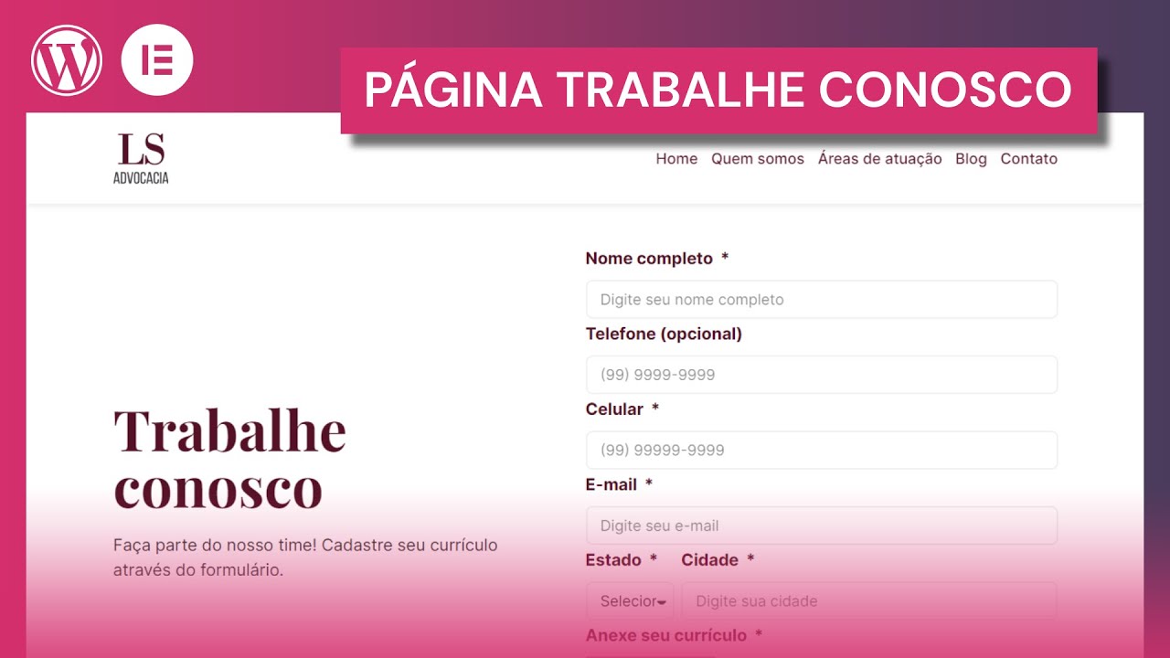 Como fazer uma página de trabalhe conosco com WordPress e Elementor PRO