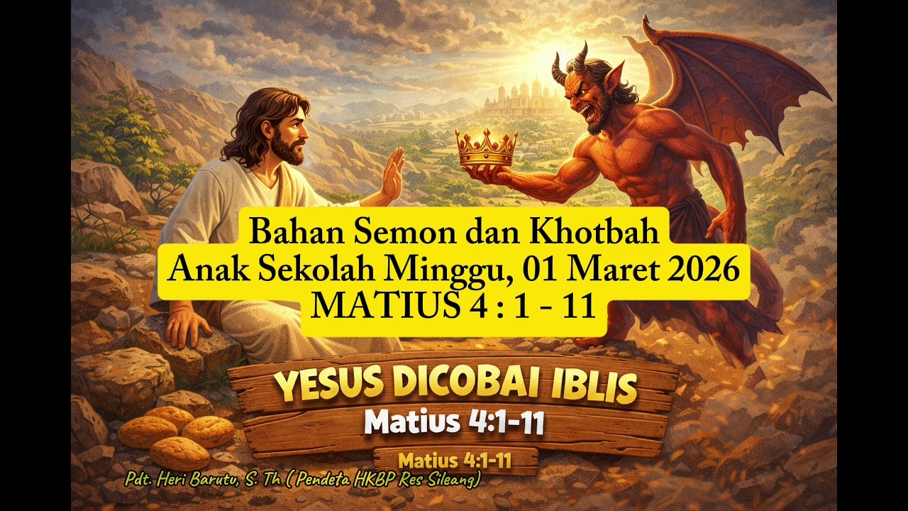 MATIUS 4 : 1 - 11 || Bahan Sermon dan Khotbah Anak Sekolah Minggu, 01 Maret 2026