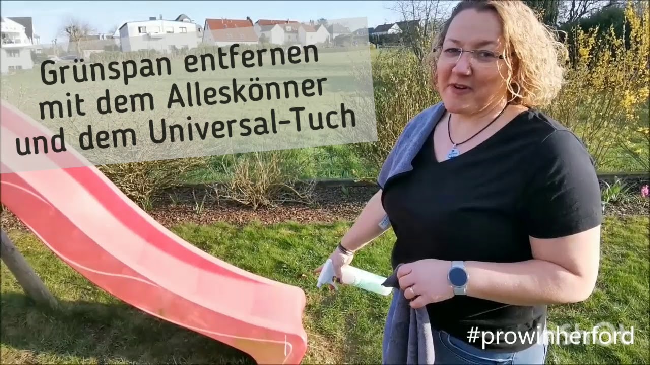 Gr&uuml;nspan und Dreck entfernen mit proWIN Allesk&ouml;nner und dem UNIVERSAL-Tuch