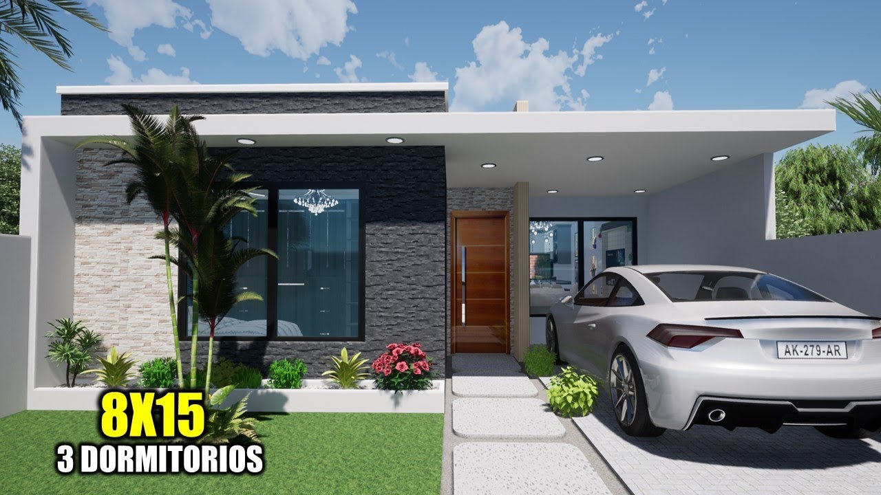 CASA DE UN PISO 8X15 - TRES DORMITORIOS (RVL CASAS 2020)