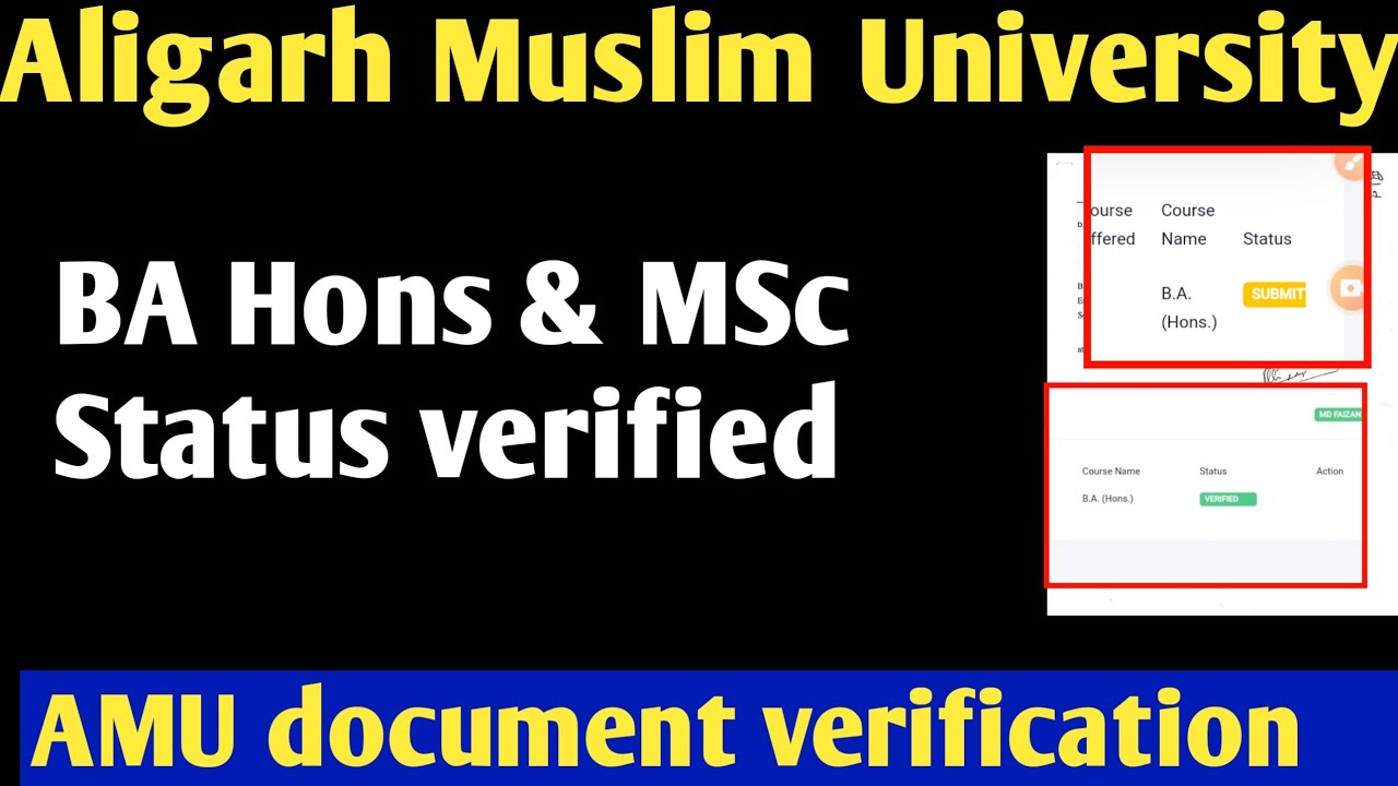 AMU BA Hons document verification