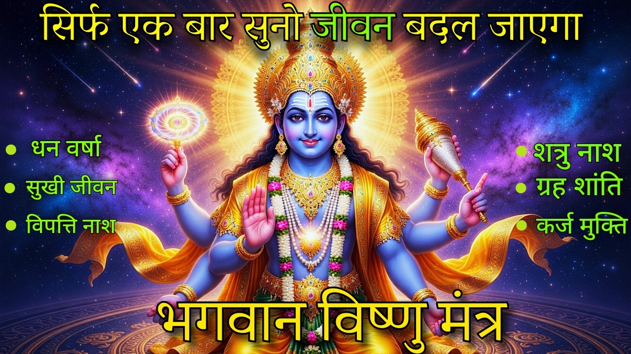 Lord Vishnu Mantra 108 Times | मोक्ष, शांति और सुख की प्राप्ति | Powerful Vishnu Mantra